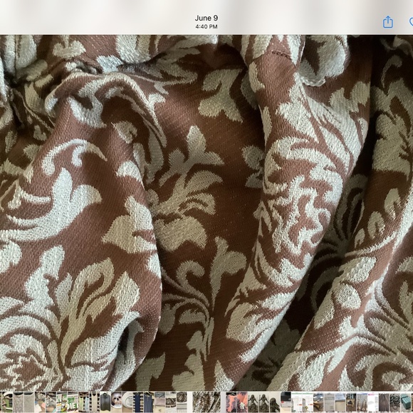 Allen & Roth Set of 2 chocolate brown and soft blue window swags with fringe - Picture 4 of 4